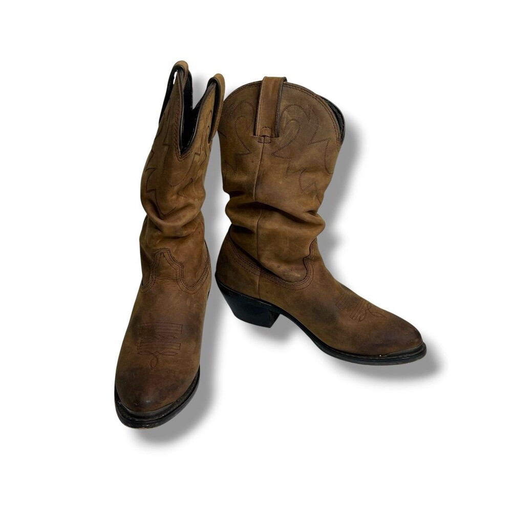 Durango Tan Distressed Leather 11" Slouch Boot Cowboy Western Womens 8 Riding